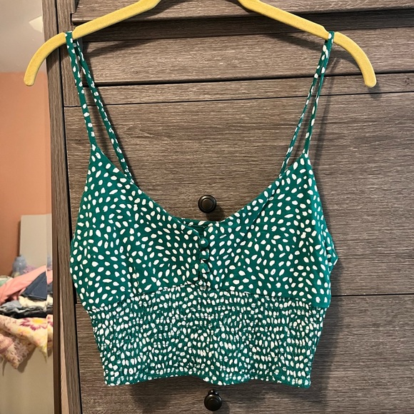 me to we green and white polka dot tank top - Picture 4 of 4